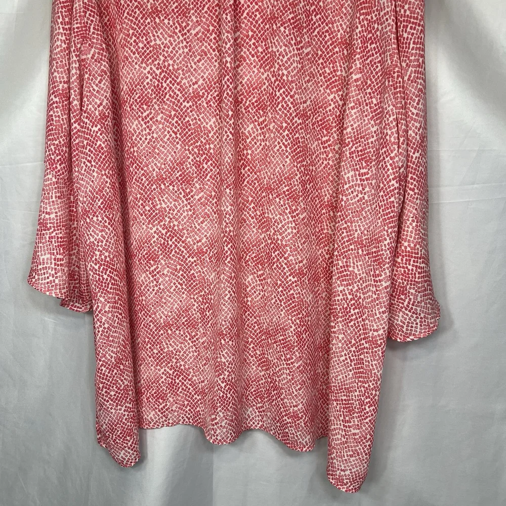 Catherines Women’s 4X Pink Geometric Beach Summer Preppy Boho Mature Blouse - Picture 6 of 10